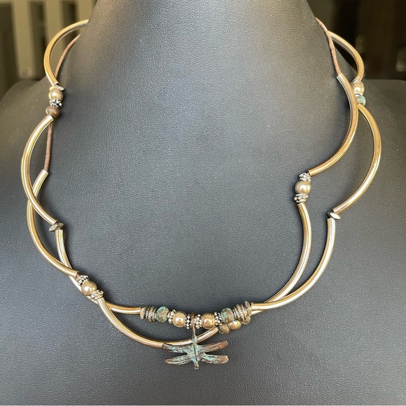 Lizzy James Made In USA Dragonfly Double Strand Corded Necklace 18” Length - Picture 1 of 6